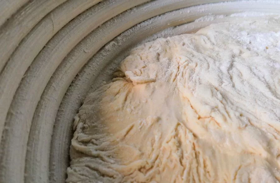 Gärkorb aus Peddigrohr im Detail